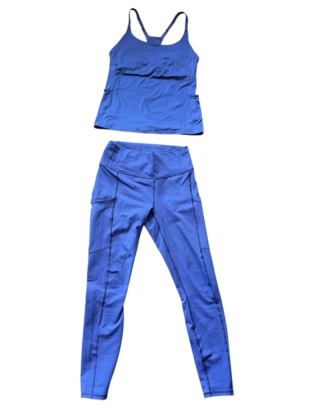 Bundle Fabletics Royal Blue Racerback Tank & High-Waist Leggings Set Powerhold